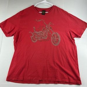 Vintage Lucky Brand Red T Shirt Mens Size XXL Motorcycle Graphics Y2K 90s